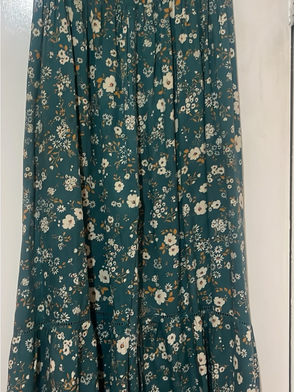 Tiered Floral Maxi Skirt - Teal Floral